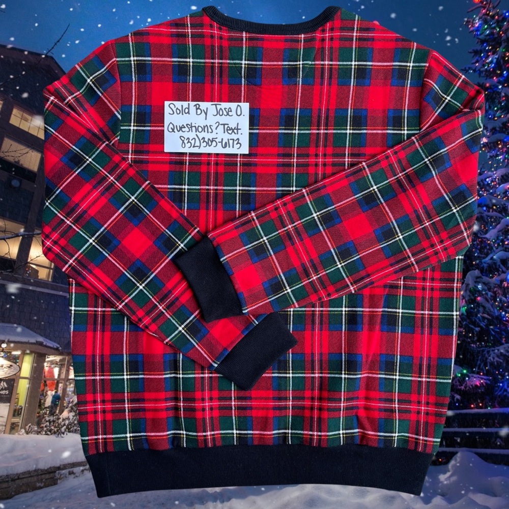 POLO RALPH LAUREN TARTAN PLAID SWEATSHIRT RED MENS SIZE LARGE NEW - Picture 2 of 6